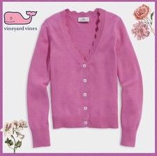 Vineyard Vines Girls' Scallop Button Cardigan Sweater Size L