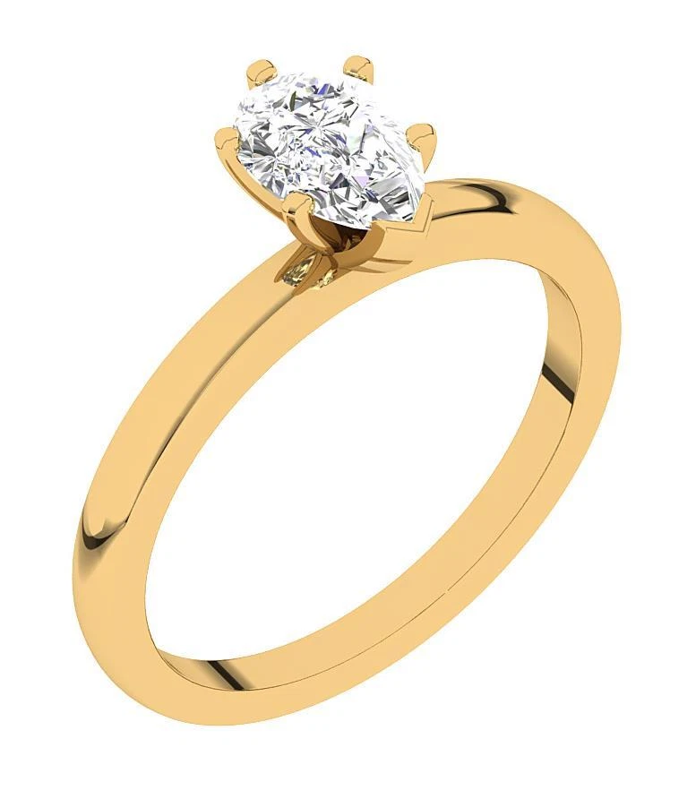 Anillo solitario de oro de 14 quilates con conjunto de diamantes de pera VS1 L de 1,00 quilates Foto 2 de 4