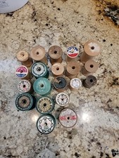 Lot of 20 Vintage Empty Mixed Size Wooden Spools 1" to 2" J P CoatsClark's Coats