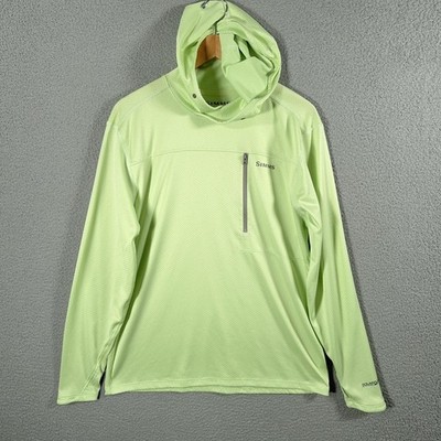 Simms Hoodie Mens Medium Key Lime SolarFlex UltraCool UPF50 Pullover Lightweight
