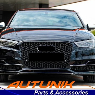 For 2014-2016 Audi A3 S3 8V RS3 Style Front Honeycomb Grille Mesh Glossy Black