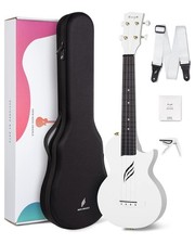 Enya NOVA U 23-Inch Carbon Fiber Concert Travel Ukulele, White 23 inch