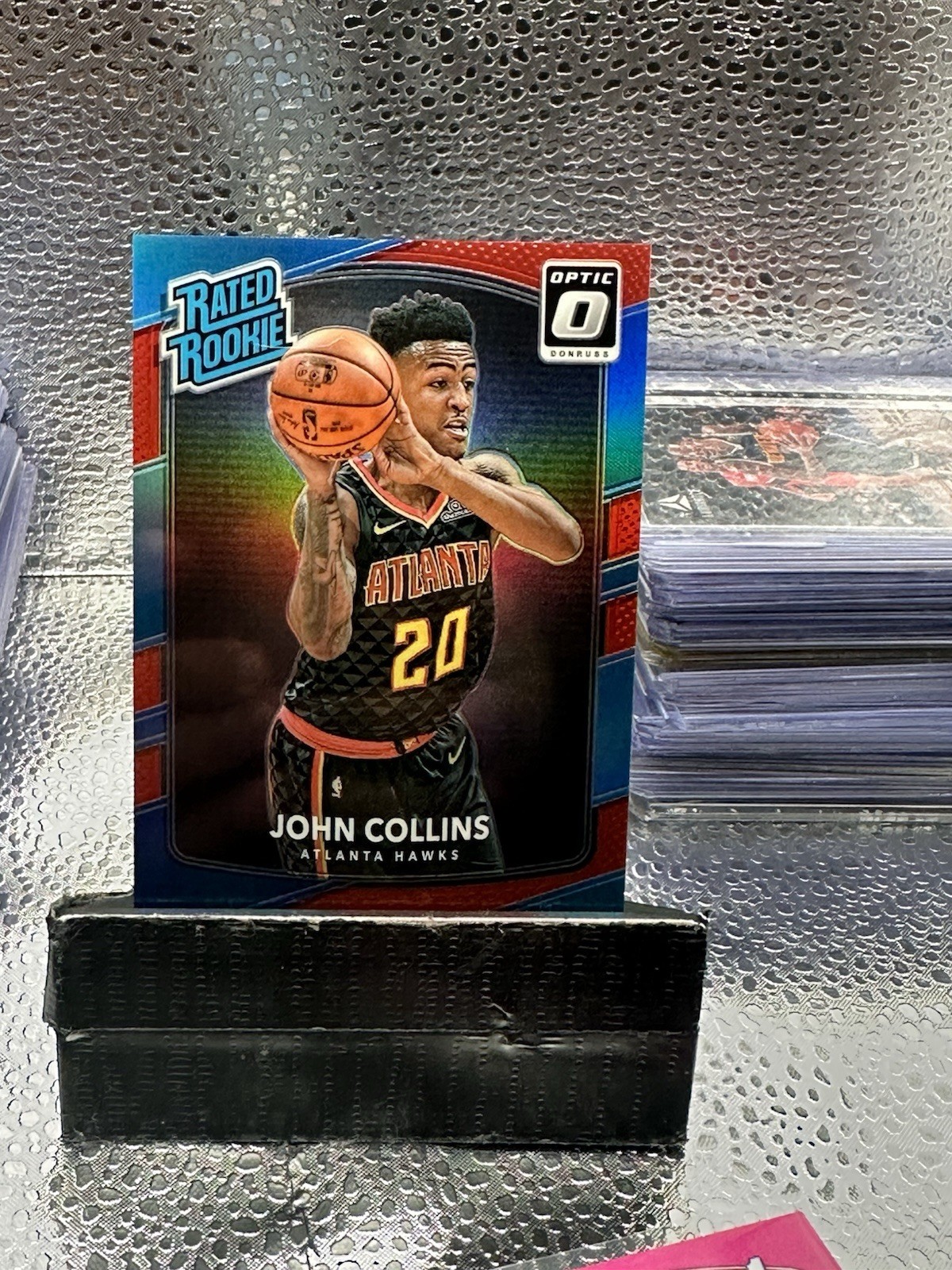 2017-18 JOHN COLLINS RC ROOKIE PANINI DONRUSS OPTIC #182 RED HOLO PRIZM /99