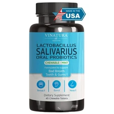 Lactobacillus Salivarius Probiotics for Bad Breath, Teeth, and Gums - 45 Tablets