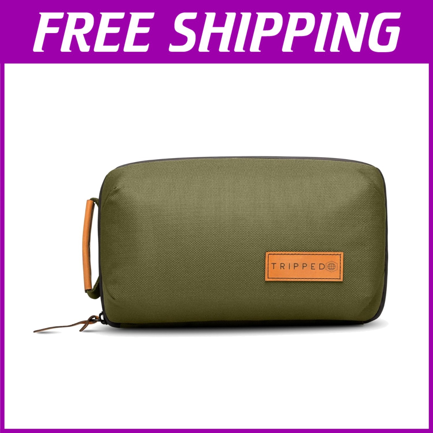 Elegant Tech Bag Organizer - Premium Travel Case with Leather Accents - Green