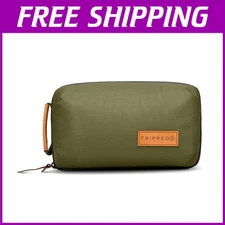 Elegant Tech Bag Organizer - Premium Travel Case with Leather Accents - Green