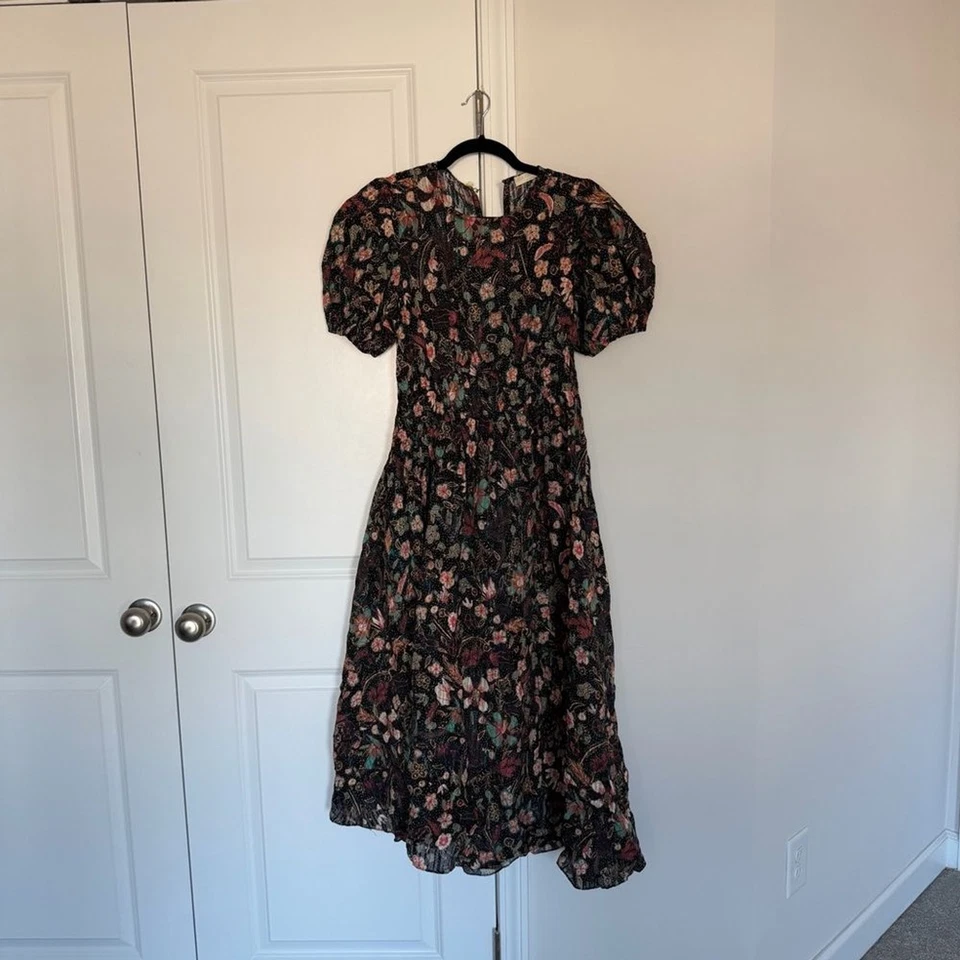 Vestido midi Ulla Johnson Eden floral manga abullonada mezcla de algodón Foto 4 de 4