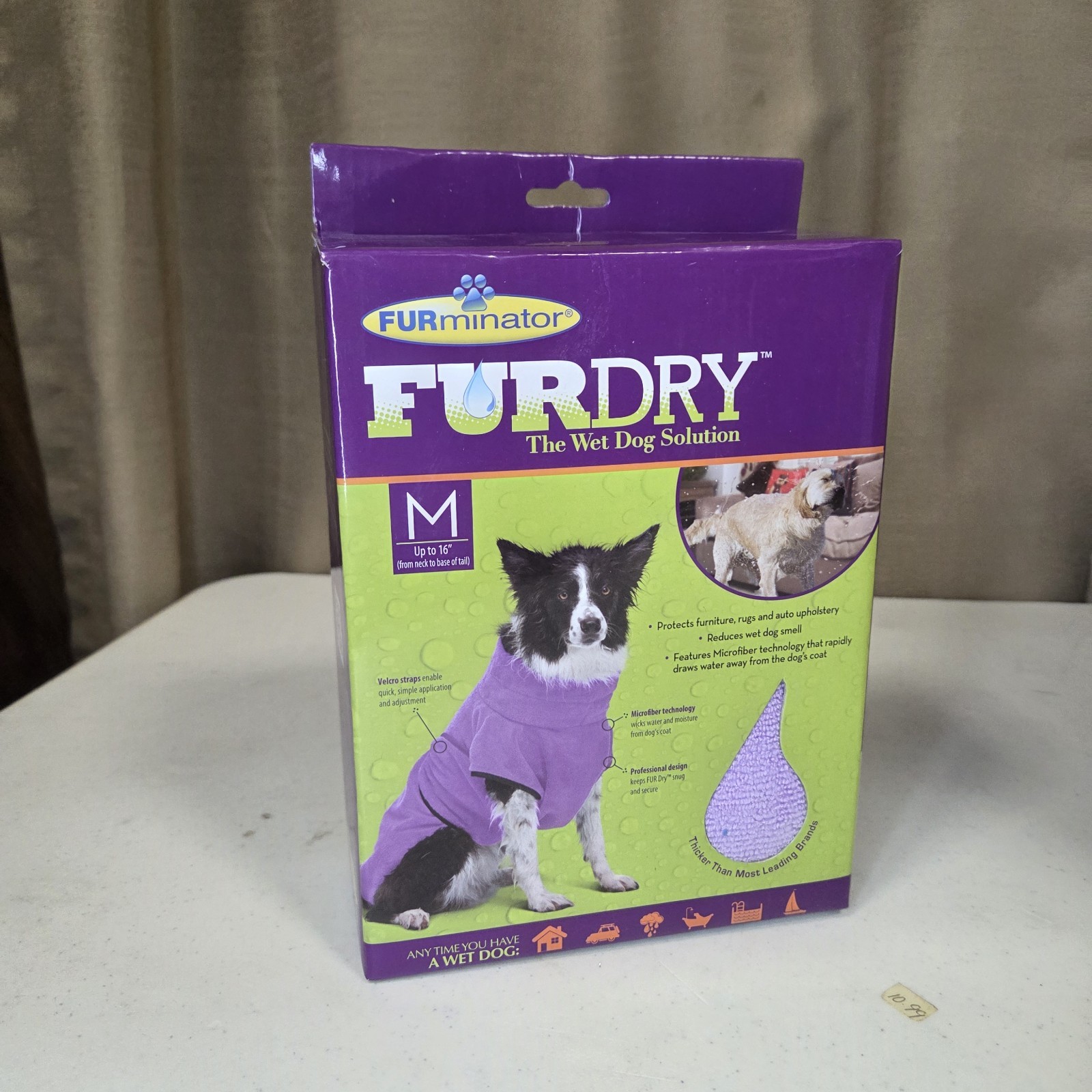 FURminator FUR Dry Dog Drying Wrap - Color: Purple - Size: Medium - NIB