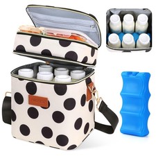 Breastmilk Cooler Bag with Ice Pack, Fits 6 Baby Bottles Up to 9 Oz, Stylish ...