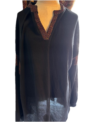 Honeyme Boutique Curvy Women Black Sequin V Neck Plus Top Sz XXXL ( 3x)