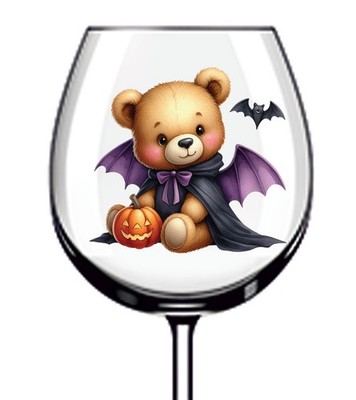 12x Halloween Teddybär Vinyl Aufkleber Abziehbild Becher Weinglas Flasche Becher Auto