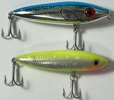 Lot of 2 Ass. lures Rapala Skitter Walk SW 9 3 3/8'' 1/2 oz. MirrOlure Top Dog Jr