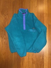 Vtg Patagonia Fleece Snap-T Pullover Teal Unisex S 25530 USA Made