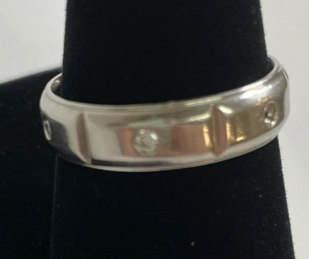 Pulseira confortável 950 paládio Scott Kay tamanho 10,5 diamante 5,8 mm de largura 6,0 gramas - Imagem 4 de 4