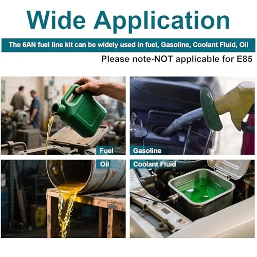 6AN Fuel Line Kit CPE, 3FT Assembled AN6 Braided Fuel Line with 3ft(90°+90°)