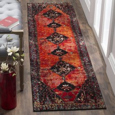 Vintage Hamadan Collection Runner Rug - 2'3" x 12', Orange & Multi, Tradition...
