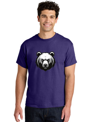 Grizzly-Bear-Head Mens Graphic Tee, 100% Cotton, Casual Summer Wear