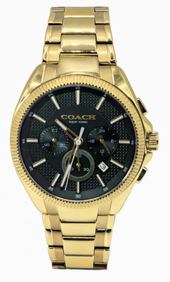 Coach New York Gold Tone Chronograph Green Dial Men's Watch Date 44mm