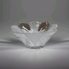 Vtg SOGA Japan 8" Crystal Bowl Frosted Fan Panels Scalloped Cut Art Deco Elegant