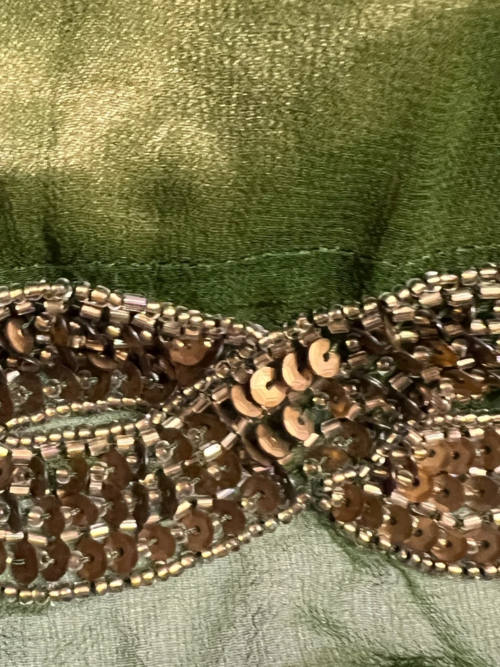 Adrianna Papell Evening Green Beaded Chiffon Cocktail Dress Elegant Embellishe S - Image 4 of 4