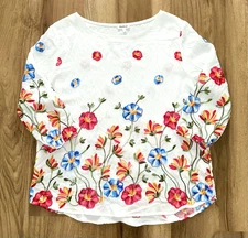 New NWT KINDRED Womens XL Embroidered Tunic Top Floral Colorful Boho Pullover