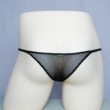 Men Sheer Mesh Low-Rise Bikini Thong Swimwear G-String Briefs Tanga Underwear