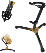Folding Alto Tenor Saxophone Stand, Metal Tripod with Chain Lock | Adjustable Li