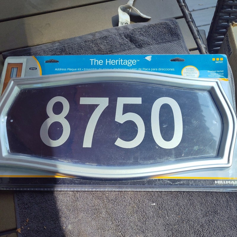 Hillman The Heritage Address Plaque Kit Brushed Nickel 17" x 8-3/8" x 4" 847331 