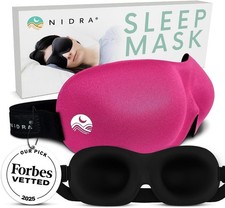 Nidra Contoured Sleep Mask   Zero Pressure Fit, Light Blocking - Standard Pink