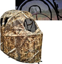 See-Through Hunting Ground Blind with Built-in Chair for Deer Woodland Brown