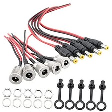 5 Sets 5.5 x 2.1 mm DC Power Jack Socket Threaded Female Panel Mount Connector