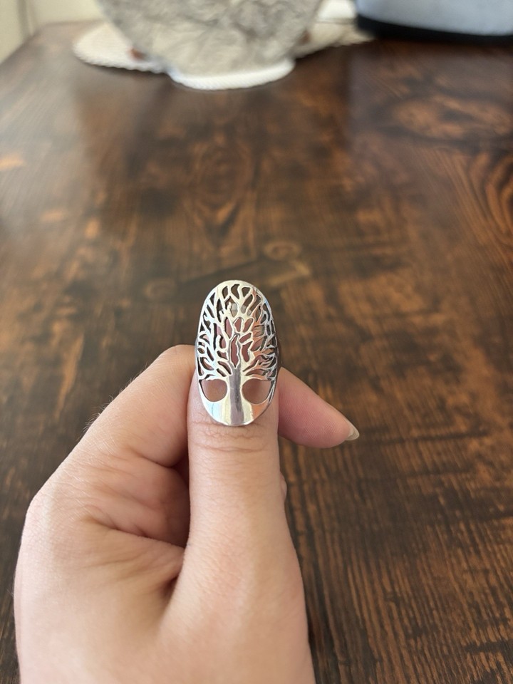 925 Sterling Silver Tree of Life Oval Band Ring Size 7 No Stone | eBay