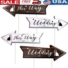 Wedding Direction Signs 4 Pack Double Sided Arrow Yard Signs W/ Stakes New