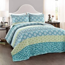 Lush Decor 3 Piece Bedding Set, Full Queen, Blue and Green 33C 