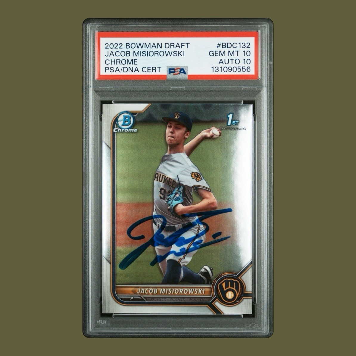 Jacob Misiorowski Rookie Auto 2022 Bowman Chrome 1st RC Auto PSA 10 & 10