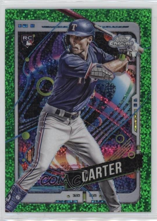 2024 Topps Cosmic Chrome Green Space Dust Refractor 44/75 Evan Carter #32 11x6