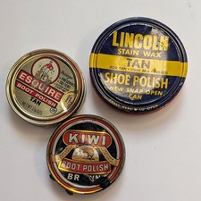 Vintage Lot Shoe Polish Tins - Kiwi, Esquire, Lincoln