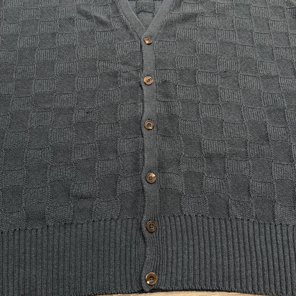 Cárdigan Suéter Eskandar Cuello en V Cuadrado Gran Tamaño Tejido de Cesta Azul Para Mujer Talla 0/S Foto 4 de 4