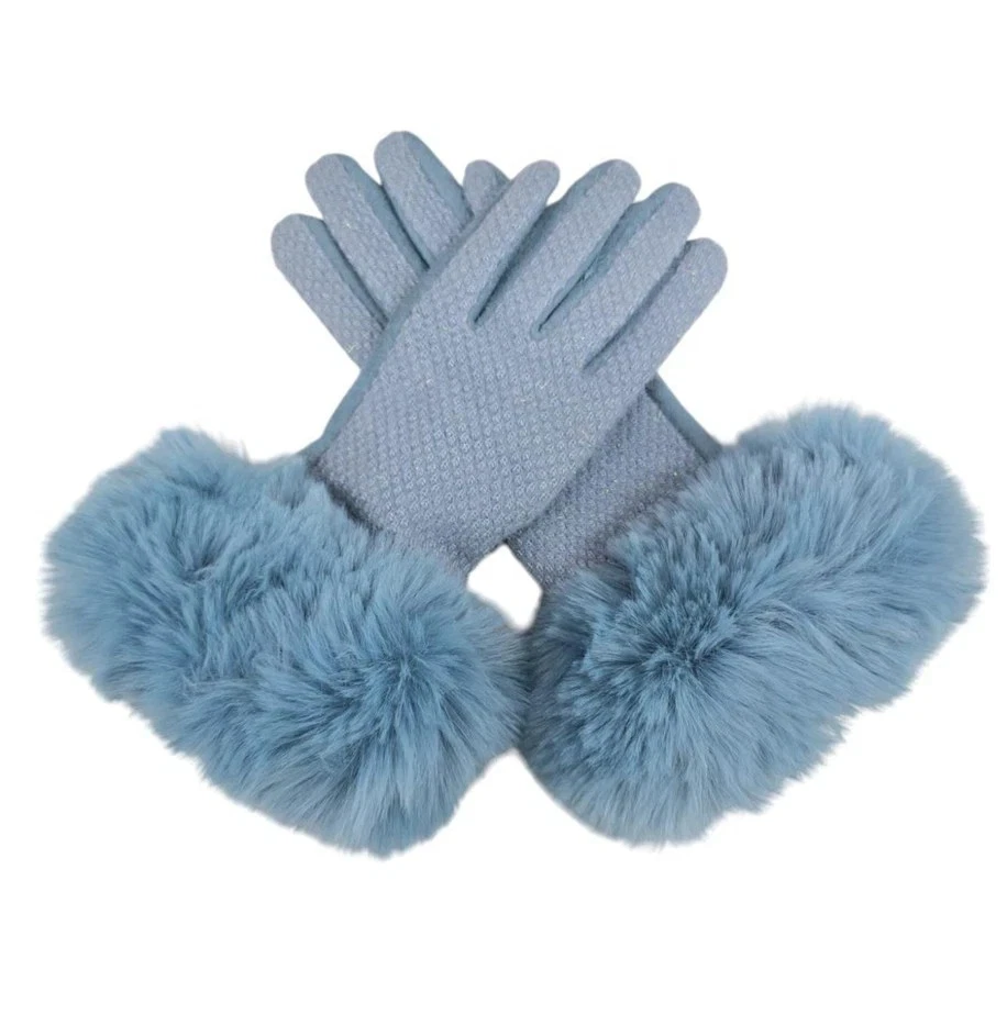 Women's Winter Warm Gloves Soft Faux Fur Cashmere Blend Fleece Fashion Gloves - Image 2 of 3
