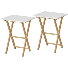 Folding TV Tray Table, Side Table for Small Space, Portable Snack Tables for ...