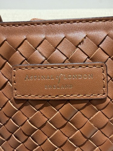 Authentic NEW $1430 ASPINAL OF LONDON Brown Leather Woven Tote Bag - Picture 11 of 15