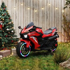 Kids 12V Electric Ride On Motorcycle w/ Light Up Wheels  Bluetooth Music
