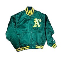 MLB Oakland A's Vintage Starter Diamond Collection Large Satin Jacket Green RARE