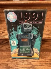 Desk Calendar From 1991 With 11" Tall Directional Robot Standee Sealed 
