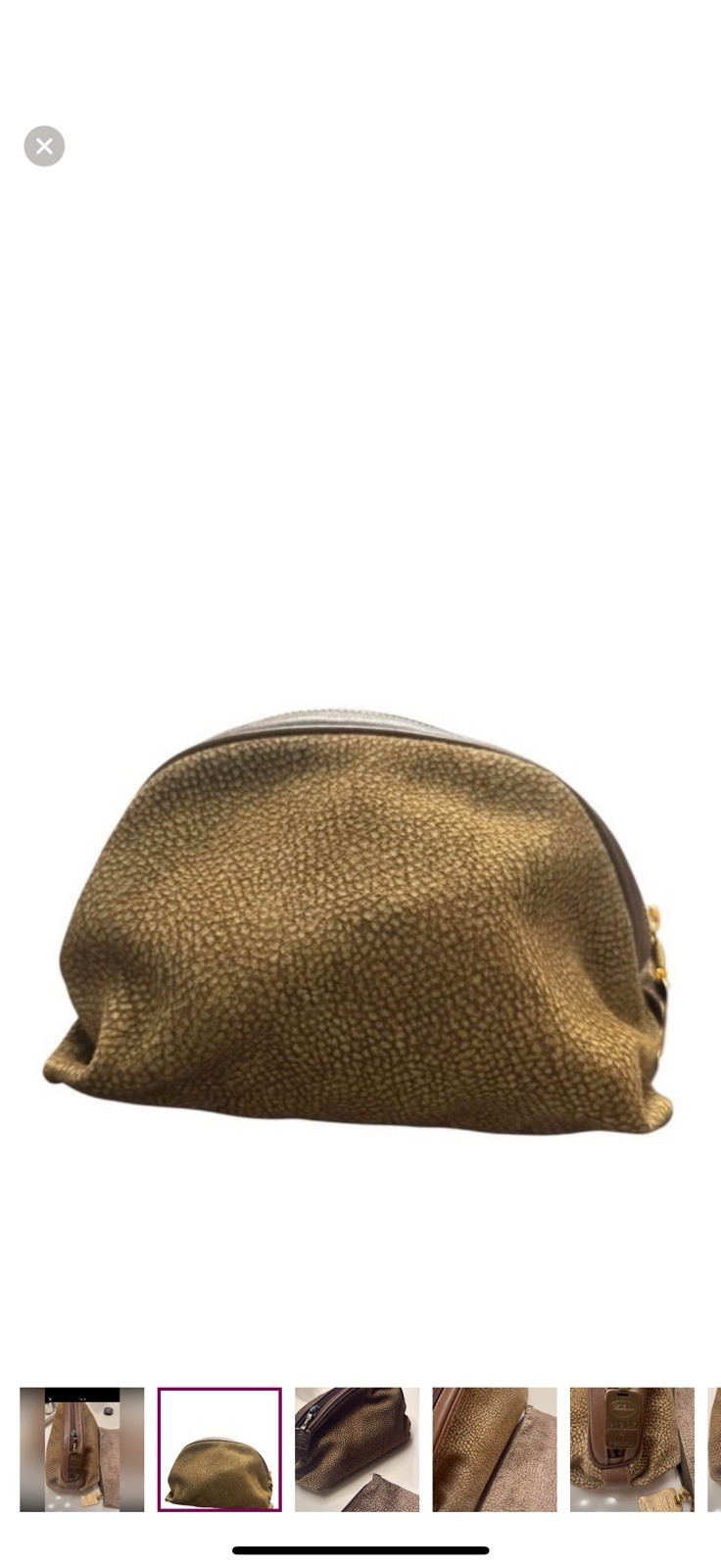 Borbonese pouch accessory case quail pattern brown color suede material Ladies — image 6