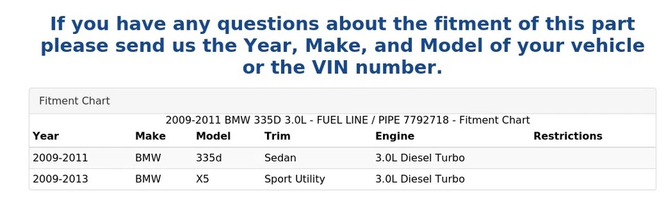 BMW 335D 2009-2011 3,0 L - línea de combustible / tubo 7792718 Foto 4 de 4