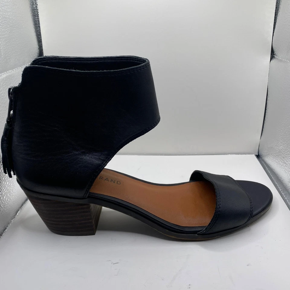 Lucky Brand Barbina Black Leather Ankle Strap Block Heel Sandals Women Size 8.5 - Image 4 of 4