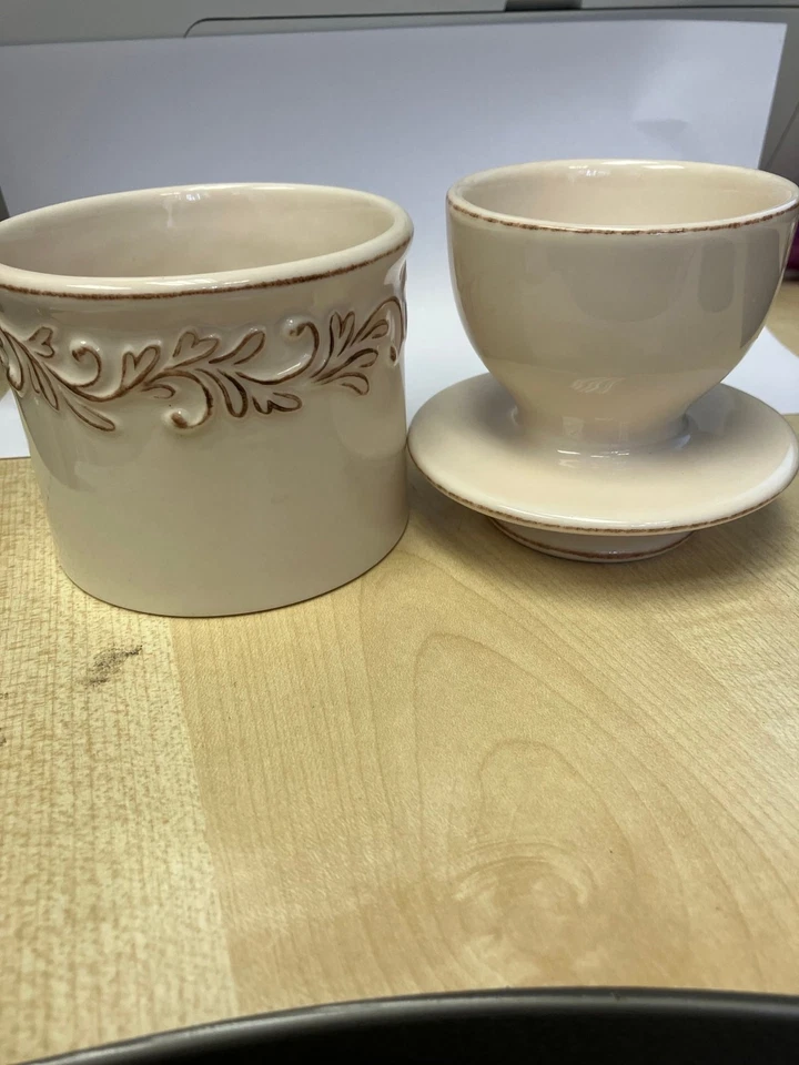 Vintage Ceramic Butter Dish with Lid Ornate Design - #3227 - Image 3 of 4