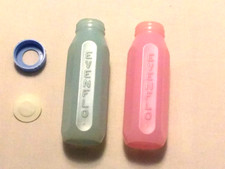 2 Rare Vintage 70s Plastic 8 OZ Evenflo Baby Bottles Pink Blue Retro Collectible