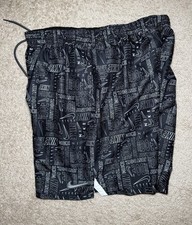 Nike Just Do It All Over Print Athletic Swim Shorts Black / Gray SZ 2XL XXL